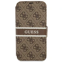 Guess GUBKP13L4GDBR iPhone 13 Pro / 13 6.1" brūns/brūns grāmatas tipa viedtālruņa apvalks 4G Stripe