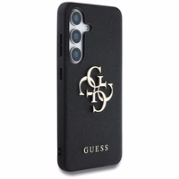 Guess Grained Big 4G Logo Small Classic Logo viedtālruņa apvalks Samsung Galaxy S25 melns