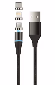 Setty magnētiskais kabelis DT 3in1 2,5A 1,0 m KBM-01 melns JO