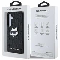 Viedtālruņa apvalks Karl Lagerfeld Ādas Monogramma Pin Logo Choupette Head Samsung Galaxy S25 melns