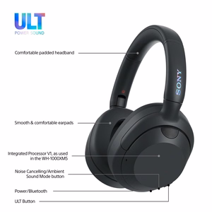 Sony ULT WEAR – bezvadu Bluetooth austiņas ar ULT POWER SOUND, dziļiem basiem, trokšņu slāpēšanu, līdz 30 h akumulatoru