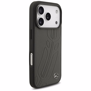 Mercedes Leather Large Laurel Leave MagSafe Чехол для iPhone 17 Pro - чёрный и серый