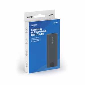 Savio M.2 SSD NVMe ārējā diska korpuss, USB-C 3.1, AK-67, pelēks