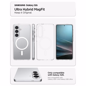 SPIGEN futrālis ULTRA HYBRID MAG saderīgs ar MagSafe priekš S26 caurspīdīgs / balts