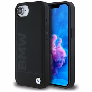 BMW Ādas karstais zīmogs iPhone 16e apvalks - melns