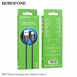 Borofone kabelis BX87 Sharp - USB uz C tipa - 3A 1 metrs, melns