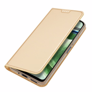 Dux Ducis Skin Pro viedtālruņa apvalks Xiaomi Redmi Note 12 Pro / Poco X5 Pro 5G Flip karšu maciņš statīvs zelta