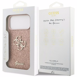 Guess Fixed Glitter Big 4G Чехол для iPhone 17 Pro Max - розовый