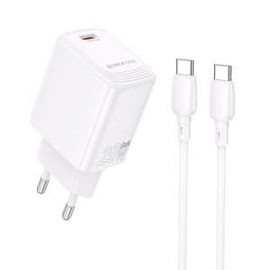 Borofone Сетевое зарядное устройство BN26 Fuente - Type C - PD 20W с кабелем Type C to Type C белый