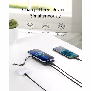 Внешний аккумулятор совместимый с MagSafe Veger MagOn (VP1151 / W1151) PD QC3.0 2A 20W 10000 mAh с беспроводной зарядкой чёрный