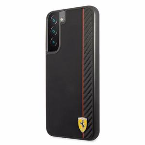 Viedtālruņa vāciņš Ferrari FESAXHCS22MBK S22+ S906 melns kietais vāciņš On Track Carbon Stripe