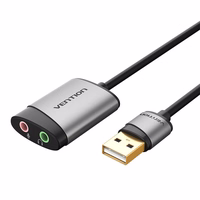 Ārējā USB skaņas karte Vention CDKHB, TRS 3.5mm, 0.15m (pelēka)