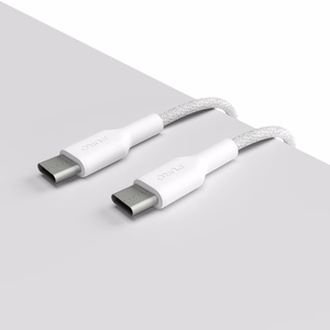 Puro Fabric izturīgs pīts USB-C–USB-C uzlādes un datu kabelis, 1,2 m, balts
