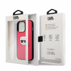 Karl Lagerfeld Leather Ikonik Karl's Head Metal чехол для iPhone 13 Pro / 13 6.1" - розовый