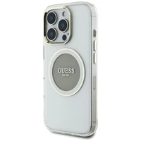 Guess IML Metal Colored Circle Classic Logo Magnētiskais viedtālruņa apvalks iPhone 16 Pro Max - pelēks