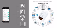 TUYA viedais slēdzis, Wi-Fi, 30A, AC 100-240V, 6600W