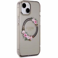 Guess IML Flowers Wreath MagSafe viedtālruņa apvalks iPhone 15 / 14 / 13 - melns