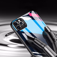 Krāsu stikla viedtālruņa apvalks izturīgs apvalks ar rūdīta stikla aizmuguri un kameras vāciņu iPhone 11 Pro Max raksts 2