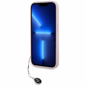 Karl Lagerfeld Saffiano Rhinestones & Charm viedtālruņa apvalks iPhone 15 Pro - rozā