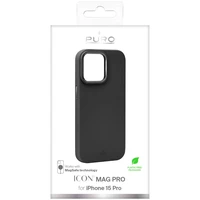 Puro Icon Mag Pro magnētiskais silikona viedtālruņa apvalks iPhone 15 Pro - melns
