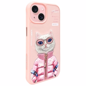 Nimmy Cool&Cute 2.0 kaķa apvalks iPhone 15 - rozā