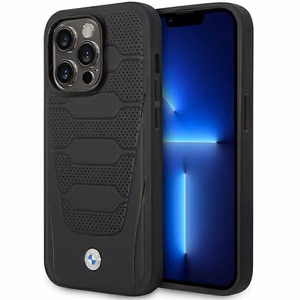 Viedtālruņa apvalks BMW BMHMP14X22RPSK iPhone 14 Pro Max 6.7 - melns ādas sēdekļu raksts MagSafe