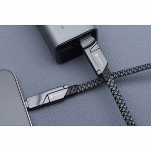 FORCELL F-ENERGY C241 4in1 kabelis Type C uz USB A uz Type C / Lightning QC PD 3A 60W 1 m hromēts