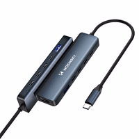 USB-C 6 in 1 Hub Wozinsky WHBC10Y4S daudzfunkcionāls, alumīnijs, ar 25 cm kabeli - pelēks