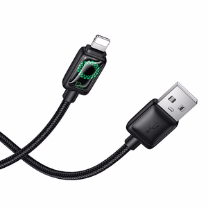 Kabelis ar LCD USB A uz Lightning Hoco 2,4A 1,2 m U146 melns