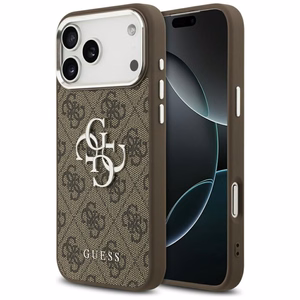 Guess 4G Big 4G Classic Logo viedtālruņa apvalks iPhone 17 Pro Max - brūns - sudrabains