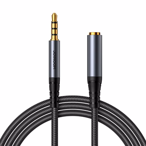 Joyroom SY-A09 AUX pagarinātāja kabelis no 3,5 mm mini jack sieviešu uz 3,5 mm mini jack vīriešu, pīts, 1,2 m (melns)