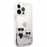 Karl Lagerfeld šķidrs spīdums Karl&Choupette apvalks iPhone 13 Pro / 13 6.1" - sudraba