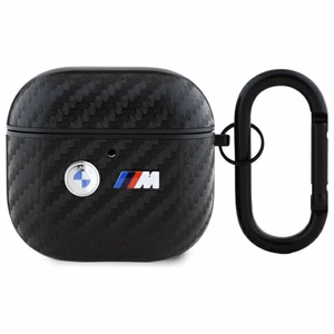 BMW oglekļa dubults metāla logotips viedtālruņa apvalks AirPods 4 - melns