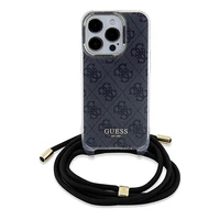 Guess Crossbody Cord 4G Print viedtālruņa apvalks iPhone 15 Pro – melns