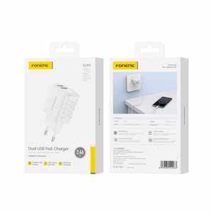 Lādētājs Foneng EU53 2.4A 2xUSB-A balts