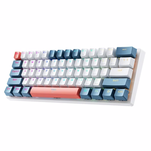 Machenike K500-B61 Vadu mehāniskā spēļu tastatūra ar apgaismojumu, Red Switch - balts un zils