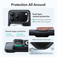 ESR Classic Hybrid Kickstand Magnētiskais viedtālruņa apvalks iPhone 17 Pro Max - caurspīdīgs melns