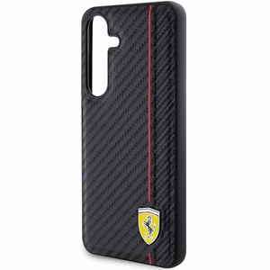 Ferrari Carbon Printed Line viedtālruņa apvalks Samsung Galaxy S24 - melns