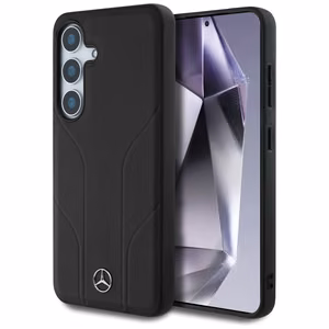 Mercedes Ādas Iespiestas līnijas Magnētiskais apvalks Samsung Galaxy S25+ - melns