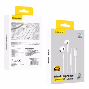 Blavec BHS-02 USB-C austiņas bez silikona uzgaļiem, ar mikrofonu un DAC (BHS02-W), baltas
