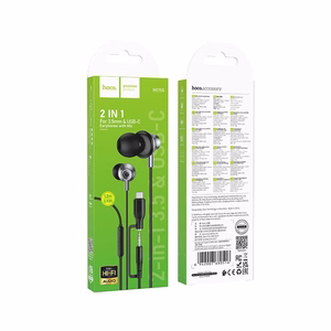 Hoco M119A vadu austiņas ar mikrofonu, 3,5 mm / USB-C spraudnis, melnas