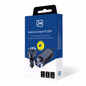 3mk Double automašīnas lādētājs, 135 W, PD/QC/PPS, USB 2A4C, melns/pelēks