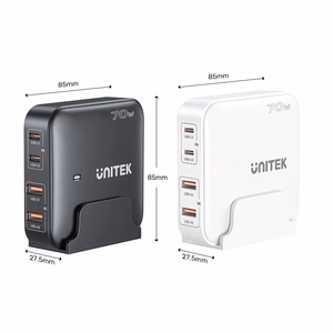 GaN tīkla lādētājs - Unitek P1228AWH01-EU | 70W 2x USB-C 2x USB-A