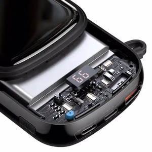 Powerbank Baseus Qpow PRO ar Lightning kabeli, USB-C portu un USB 20000mAh, 20W (melns)