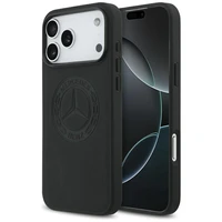 Mercedes Ādas Vintage Logo Magnētiskais Viedtālruņa apvalks iPhone 17 Pro Max - Melns
