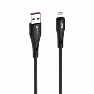 FORCELL F-ENERGY C343 kabelis USB A uz Lightning 2,4A 12W Silicone 1 m melns