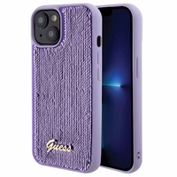 Guess Sequin Script Metal viedtālruņa apvalks iPhone 15 - violeta