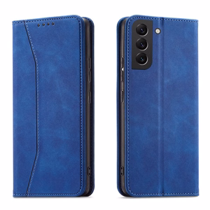 Magnet Fancy viedtālruņa apvalks Samsung Galaxy S22+ (S22 Plus) ar maku un karšu turētāju, zils