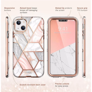 Supcase Cosmo viedtālruņa apvalks iPhone 14 Plus - rozā marmora krāsa