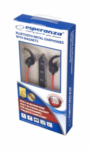 Esperanza EH186K – bezvadu Bluetooth sporta ausīs ievietojamas austiņas, melnas/sarkanas